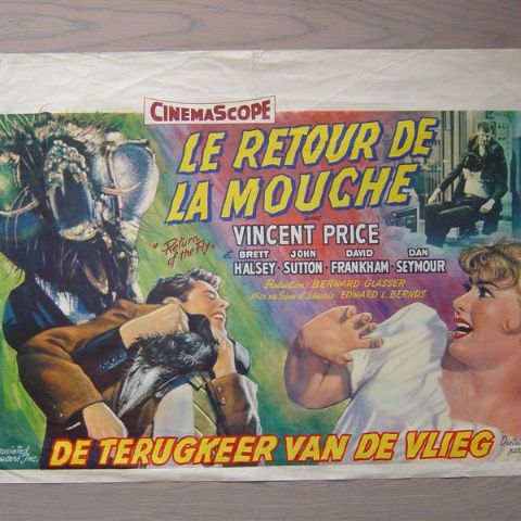 'Le retour de la moche' (Return of the fly) (V. Price) Belgian affichette